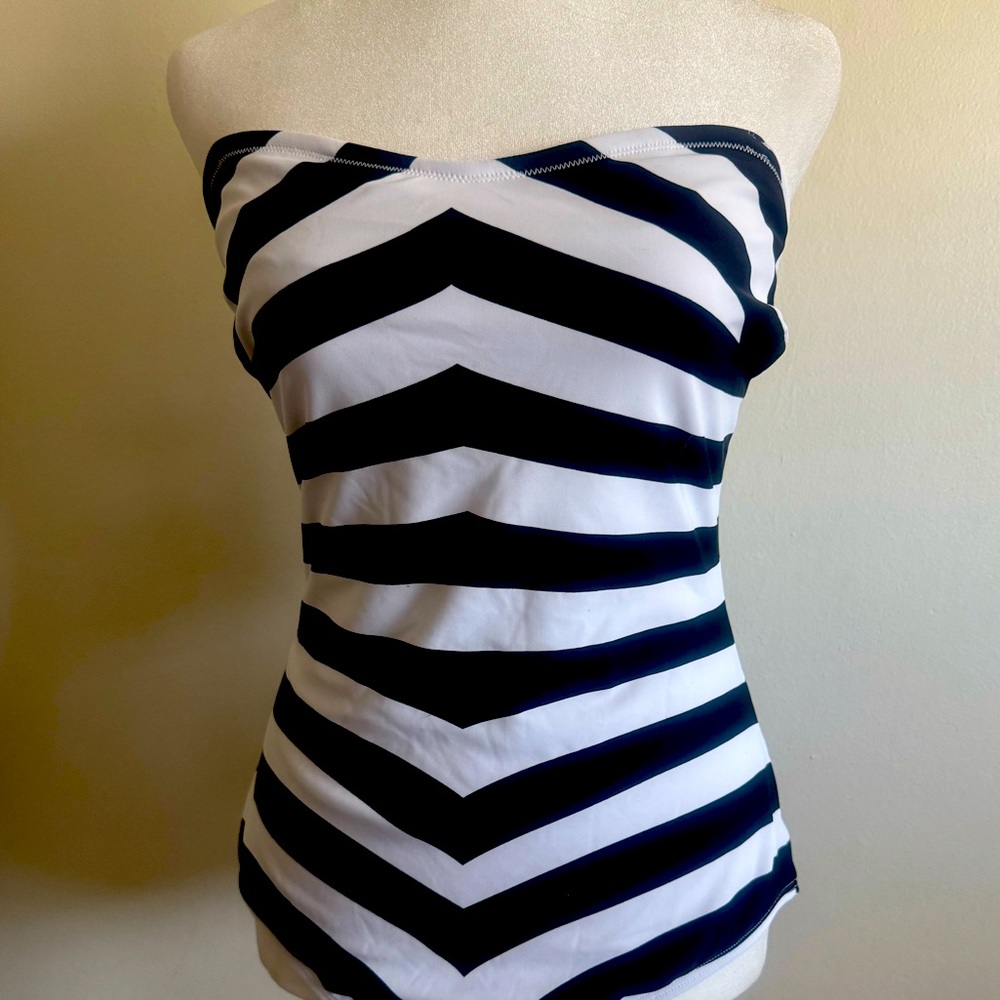 Barbie Black and White Striped One Piece Swimsuit
